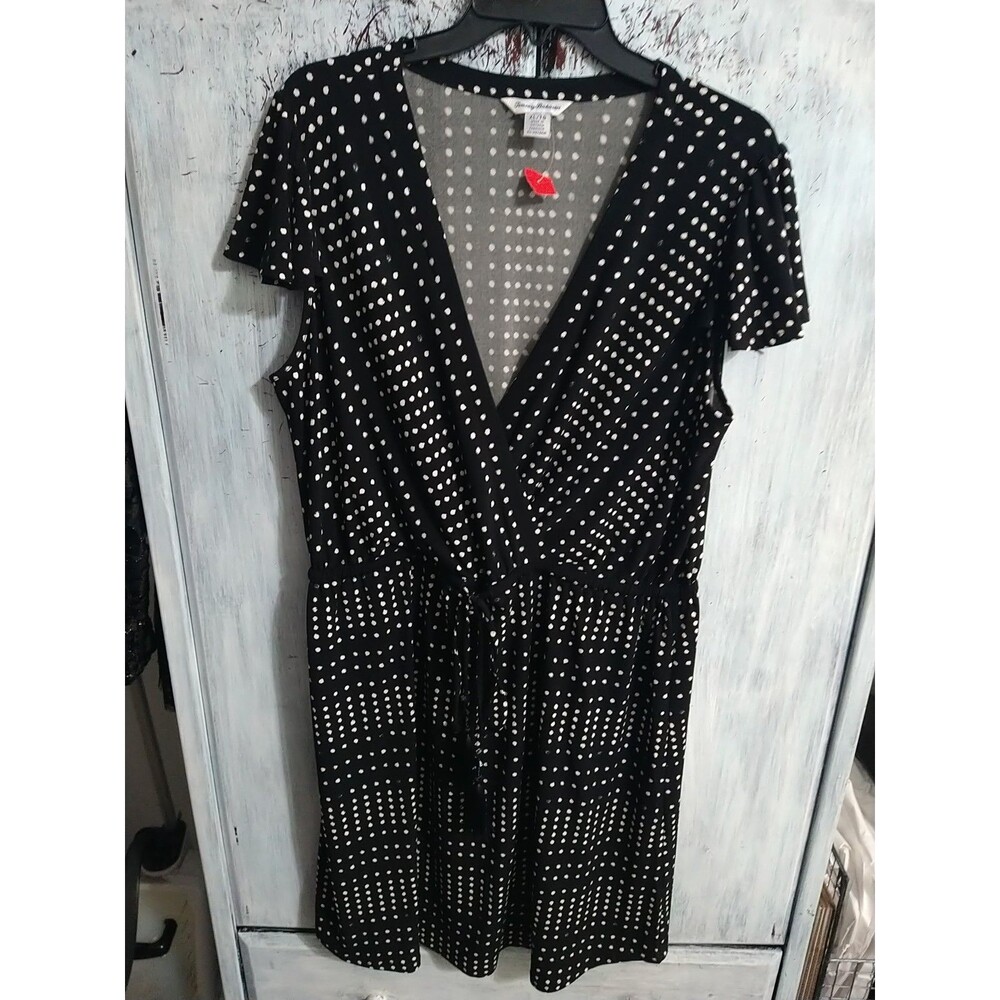 Tommy Bahama Polka Dot V-neck Ruffled Sleeve Dress XL Boho Feminine Cottage Core